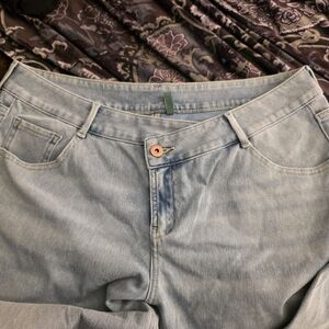 HALARA Light Blue Cross Waist Women's Jeans